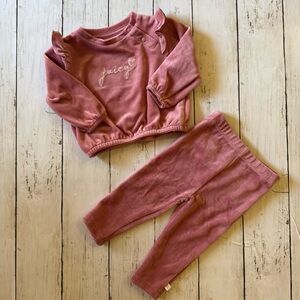 Juicy Couture Baby Girl 3-6M Mauve Ribbed Outfit Ruffle Pants EUC